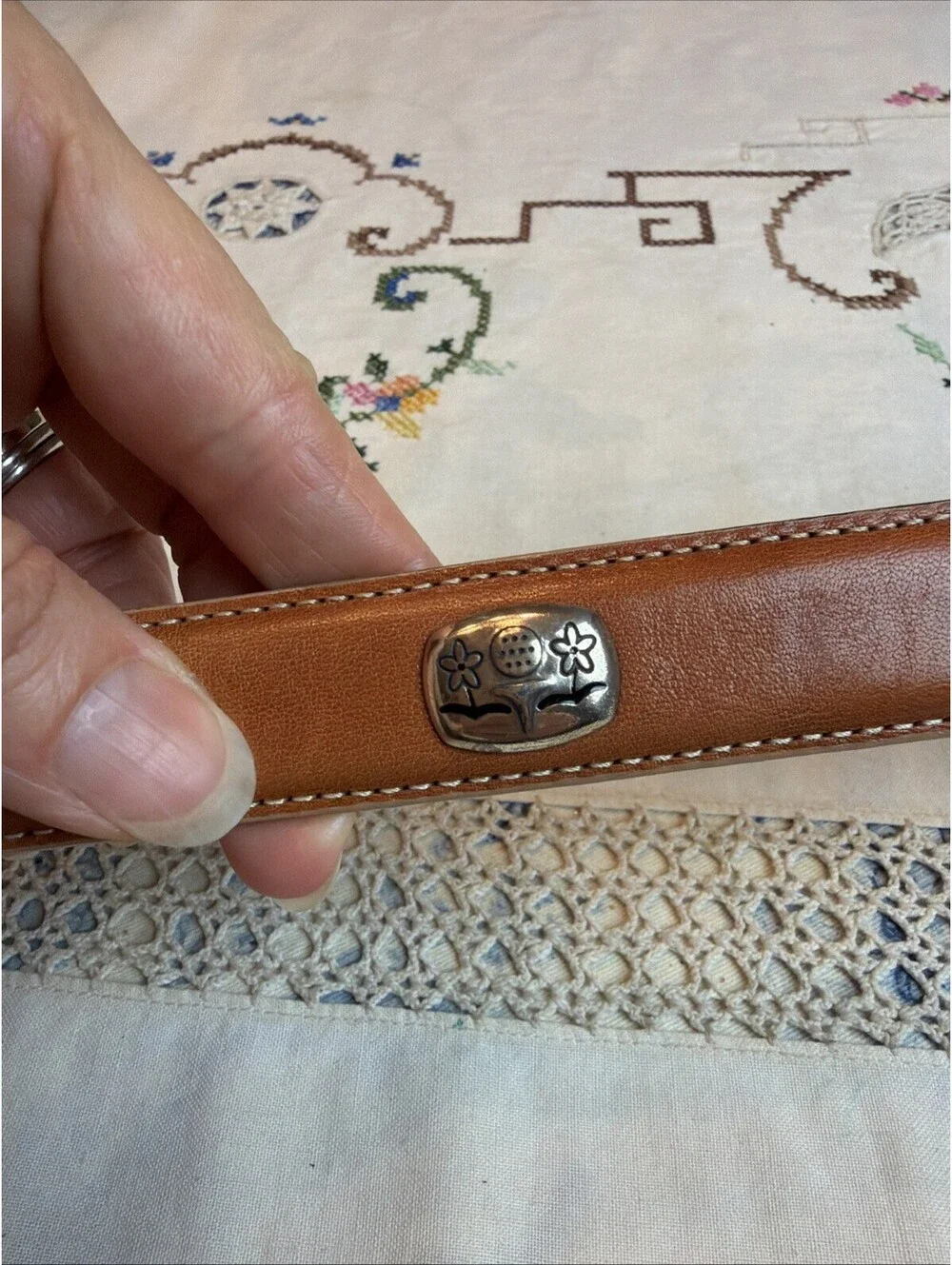 Brighton Tan Leather “I Love Golf” Belt Medium USA Made